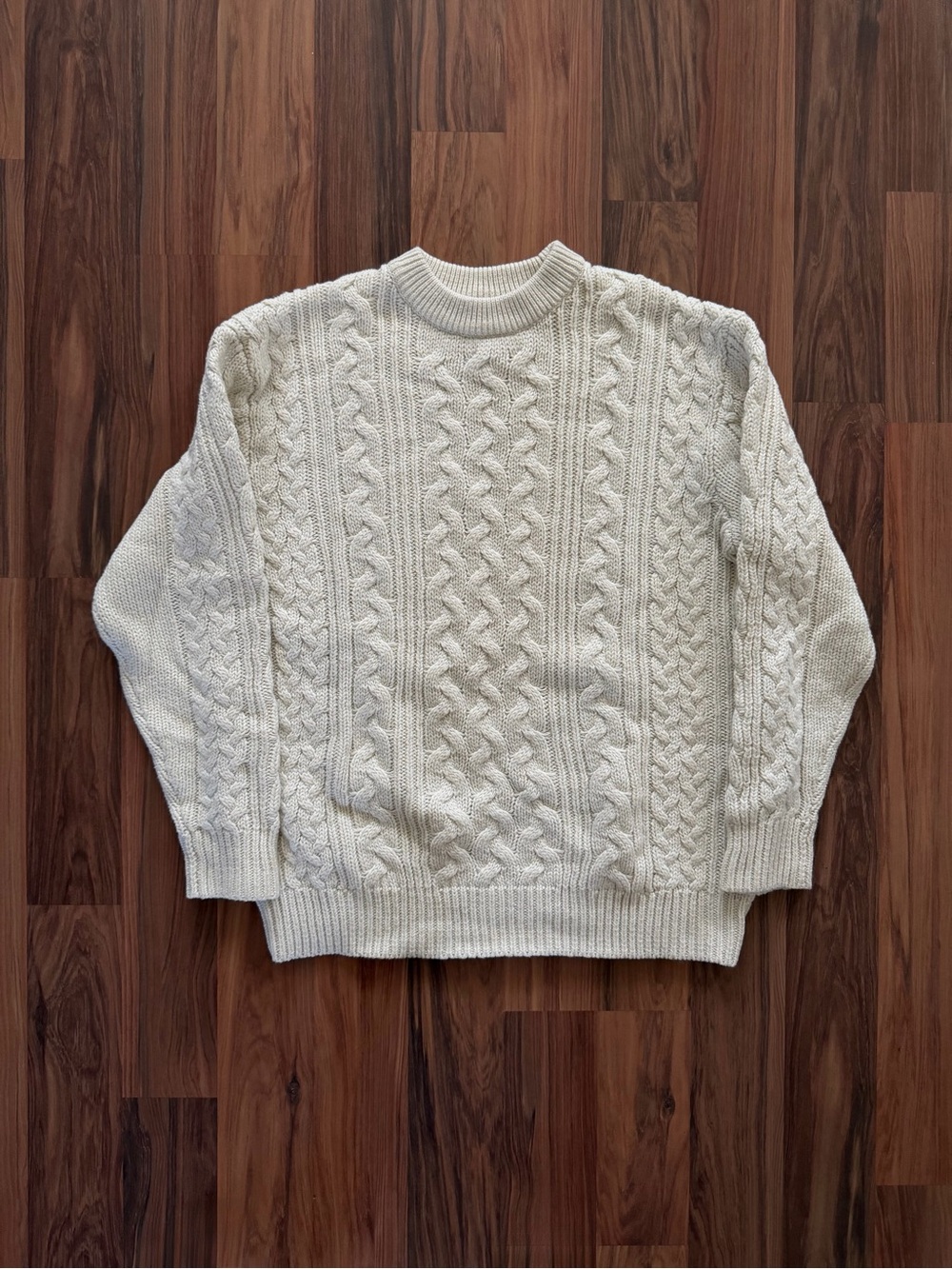 H&M Cream Cable Knit Crewneck Sweater